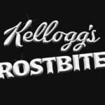 White retro-style text on a black background reads “Kellogg’s FROSTBITES,” with sparkles highlighting the word FROSTBITES.